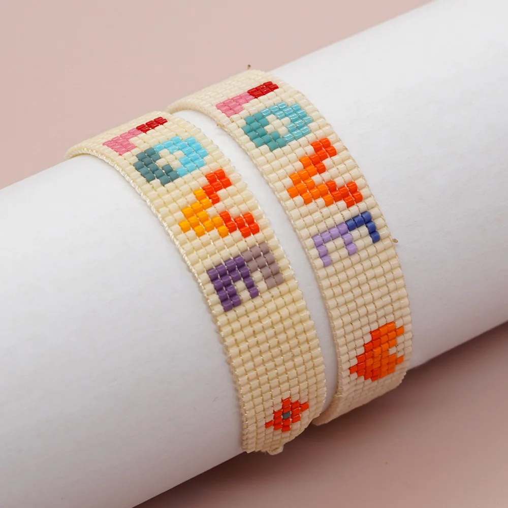 

Rice bead bracelet Creativity Geometry Hand-woven Heart LOVE Mode Bohemia Adjustable Female Fashion Simple Beaded bracelet