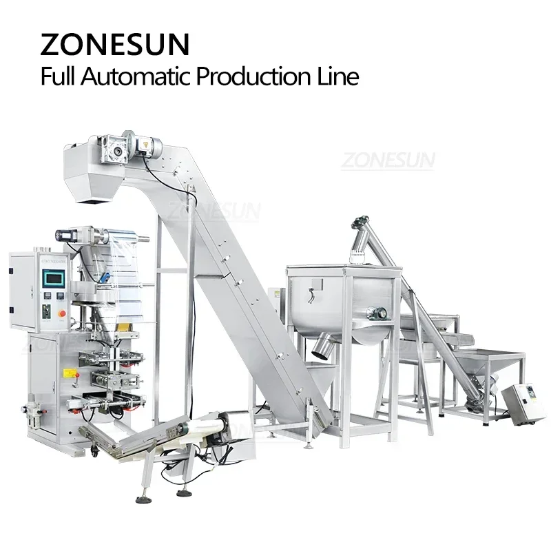 ZONESUN ZS-FAL180X6 ligne de Production automatique de poudre Machine d'emballage de granulés équipement de scellage de limage de Ponch de grain de farine sèche