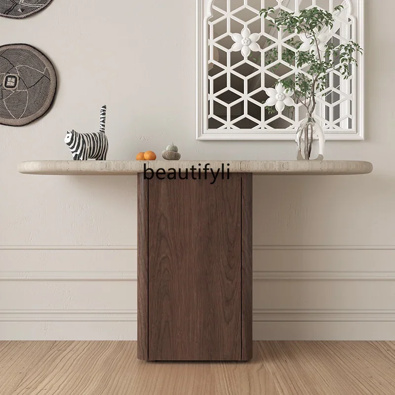 

Light luxury marble entrance, living room creative decoration strip, side cabinet, entrance platform