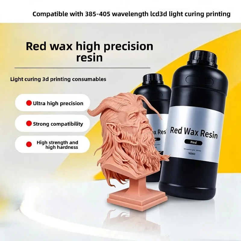 405nm Compatible Jewelry Casting Red‑Wax Resin Heat‑Tolerant Photopolymer 3D Printing Material for Light‑Cure DLP LCD Printer
