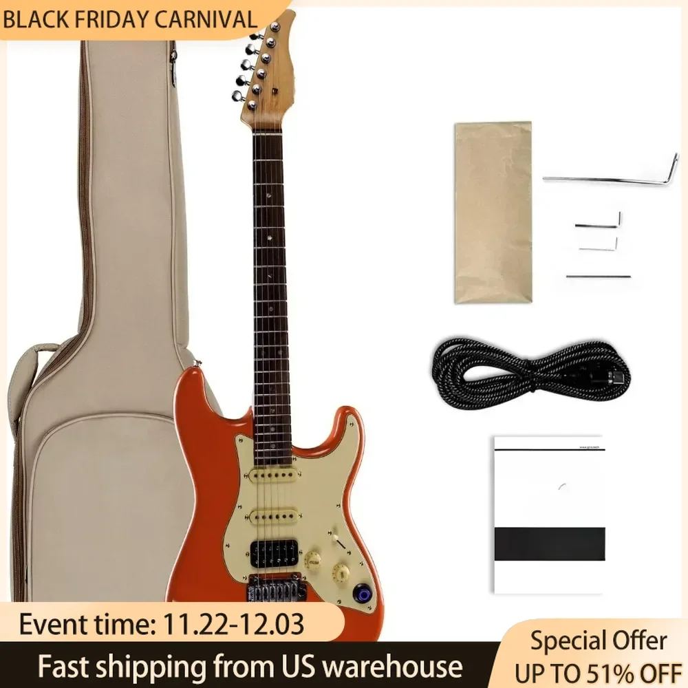 Rosewood Professional Electric Guitar Kit with Intelligent Process System Children's Day Gift ,Red, Right,Maple Fretboard Guitar