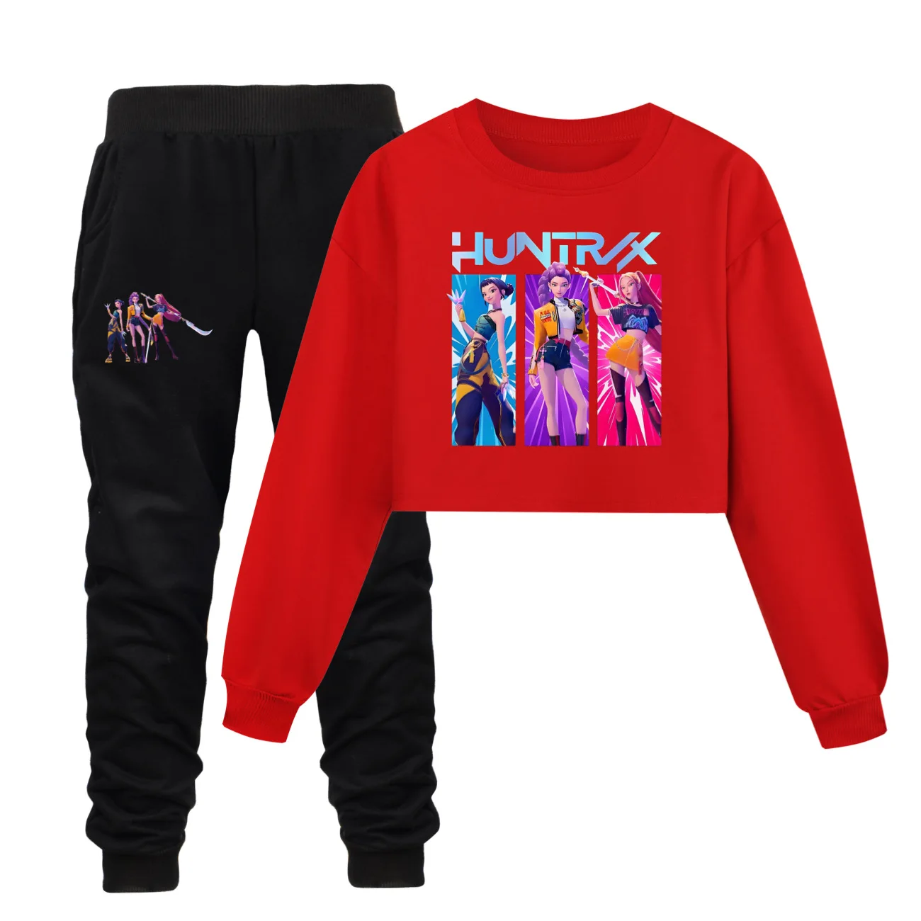 

KPop Demon Hunter Huntrix Kids Long Sleeve Sport Suit Loose Fit Hoodie Top And Pants Set Autumn Clothing for Boys And Girls 5018