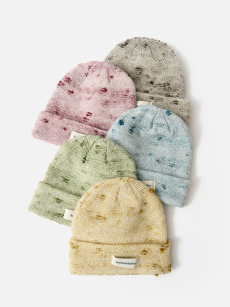 Women Korean Autumn Winter Thickened Small-faced Ear Protection Wool Beanie Hat Soft Waxy Cold-proof Warm Versatile Knitted Hat