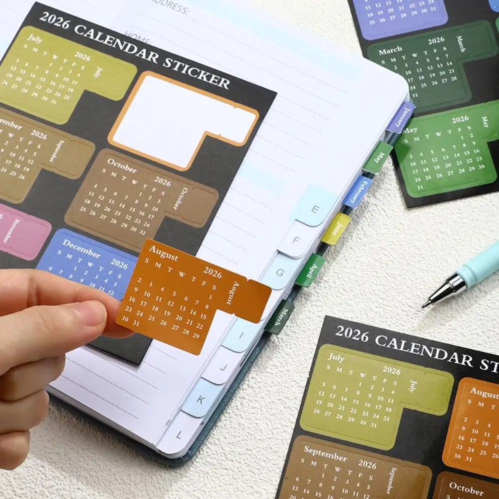 NEW DIY 2026 Calendar Stickers Colorful Durable Planner Stickers Removable Multi-functional Bookmark Office