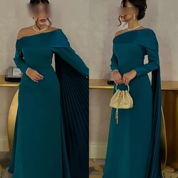 CustomizedSaudi Arabia  Evening Jersey Draped Pleat Graduation A-line Off-the-shoulder Bespoke Occasion Gown Long Dresses