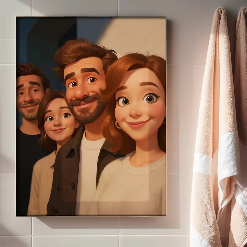 Pintura en lienzo con retrato personalizado de 1 pieza, personaliza tu foto, tema de moda, dibujos animados, cartel sin marco