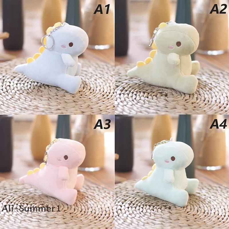 【E】1Pc 12cm Big Tail Dinosaur Plush Doll Car Key Chain Bag Pendant Cute Doll Couple Backpack Pendant Key Chain