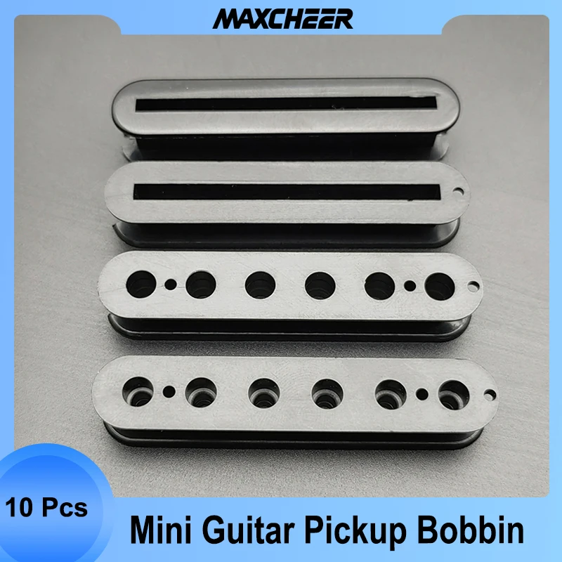 10 Uds Mini bobina de pastilla de guitarra 65x12,3x9,8/11,8mm tornillo de 6 orificios o estilo babosa/carrete de guitarra estilo una línea negro