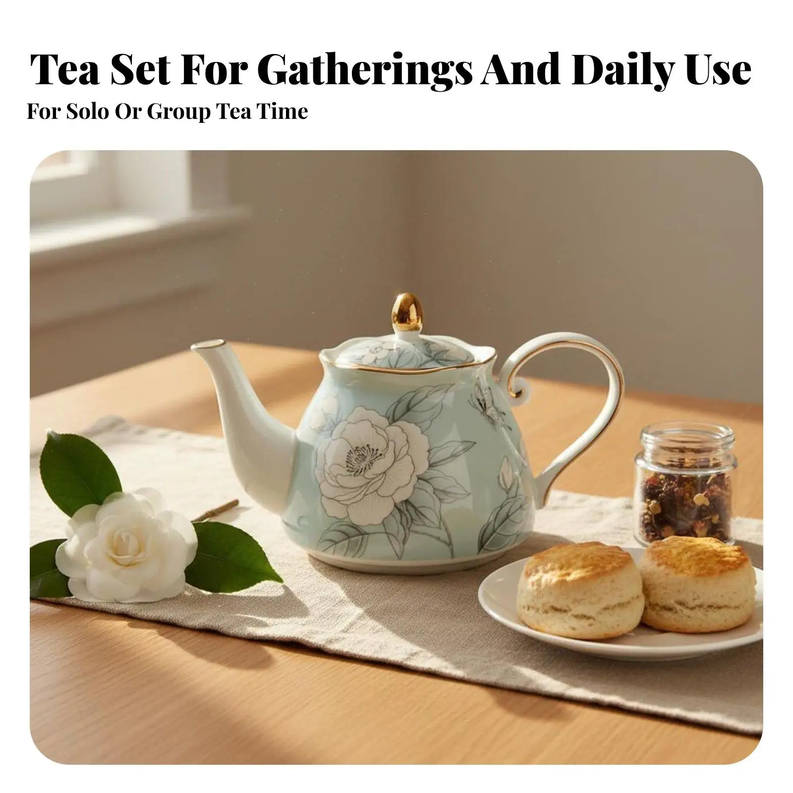 Bone China Tea Set Stackable Design Tea for Single Set Gift Box Included Stacking Teapot with Mug for Office