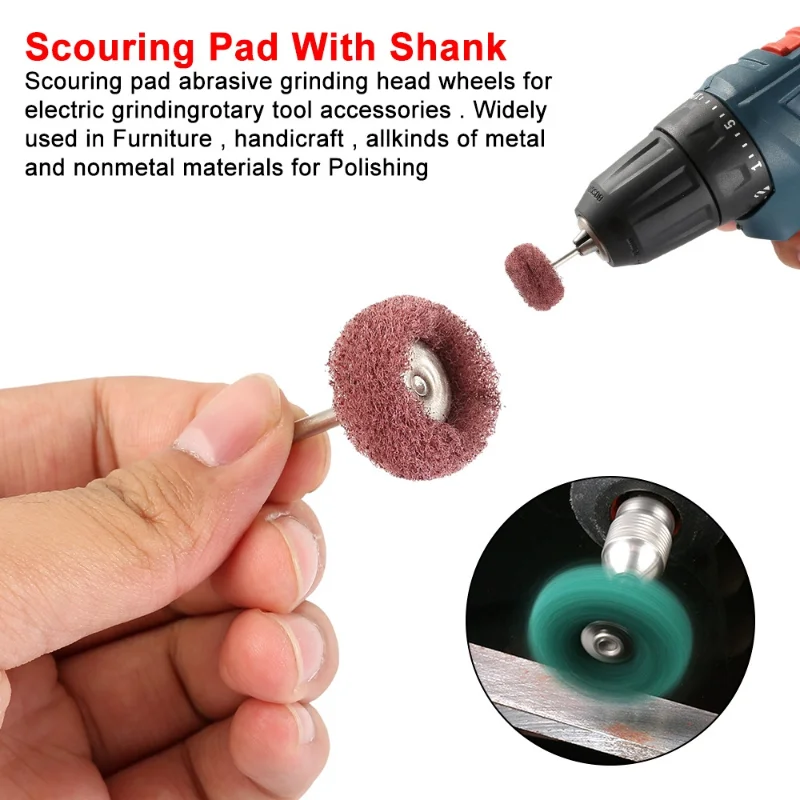 3mm/2.35mm Shank Buffing Wheel scouring pad for mini drill abrasive brush Nylon Fiber Grinding Head Rotary Hand polishing tools