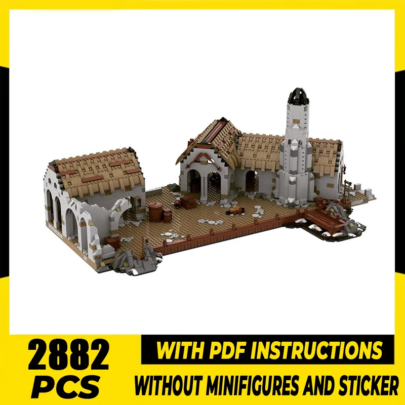 

Magical Rings Moc Building Block Movie Scene UCS Medieval Port Model Castle Bricks DIY Assembly Street View Toy Gift