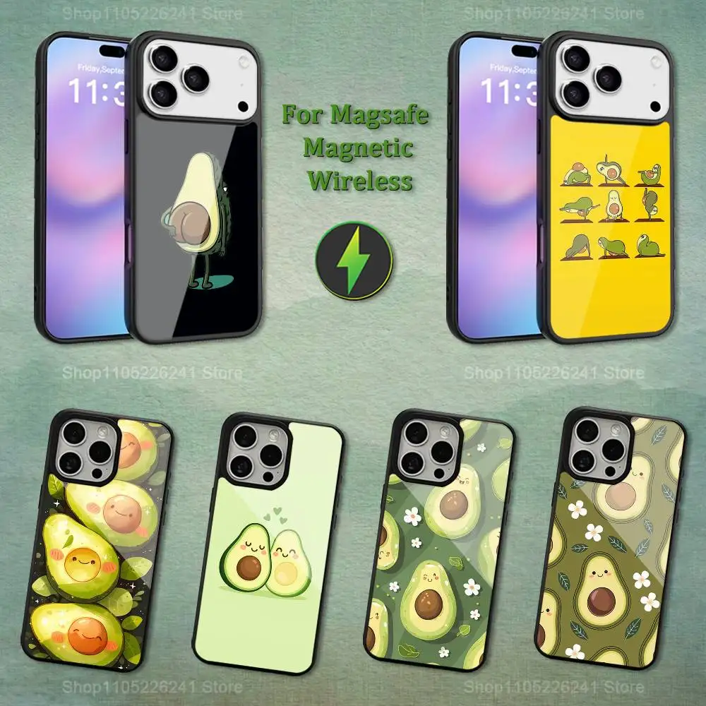 

Cartoon Avocado Cute Phone Case For iPhone 13,12,11,16,15,17,14,Pro,Max,Plus,Mini, For Magsafe,Magnetic Wireless Charging