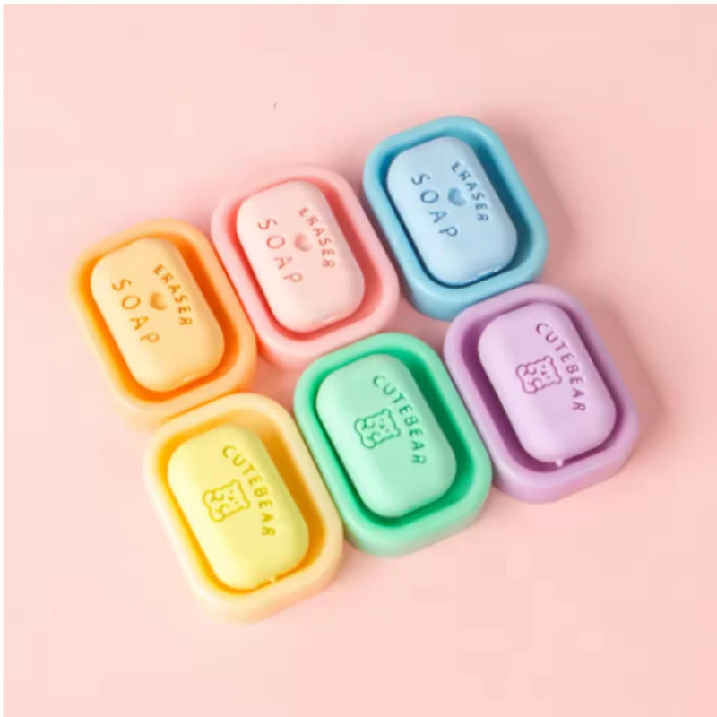 1 قطعة/4 قطعة مزيج عشوائي جديد طالب القرطاسية واقعية الأزهار فقاعة شكل الصابون ممحاة القرطاسية لعبة هدية مضحك