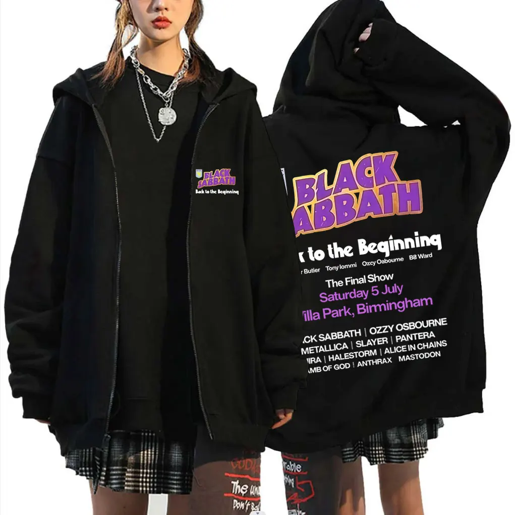 

Heavy Metal Rock Band Black Sabbath Back To The Beginning Zipper Hoodie Men Women Fashion Vintage Oversized Zip Up Jacket Coat