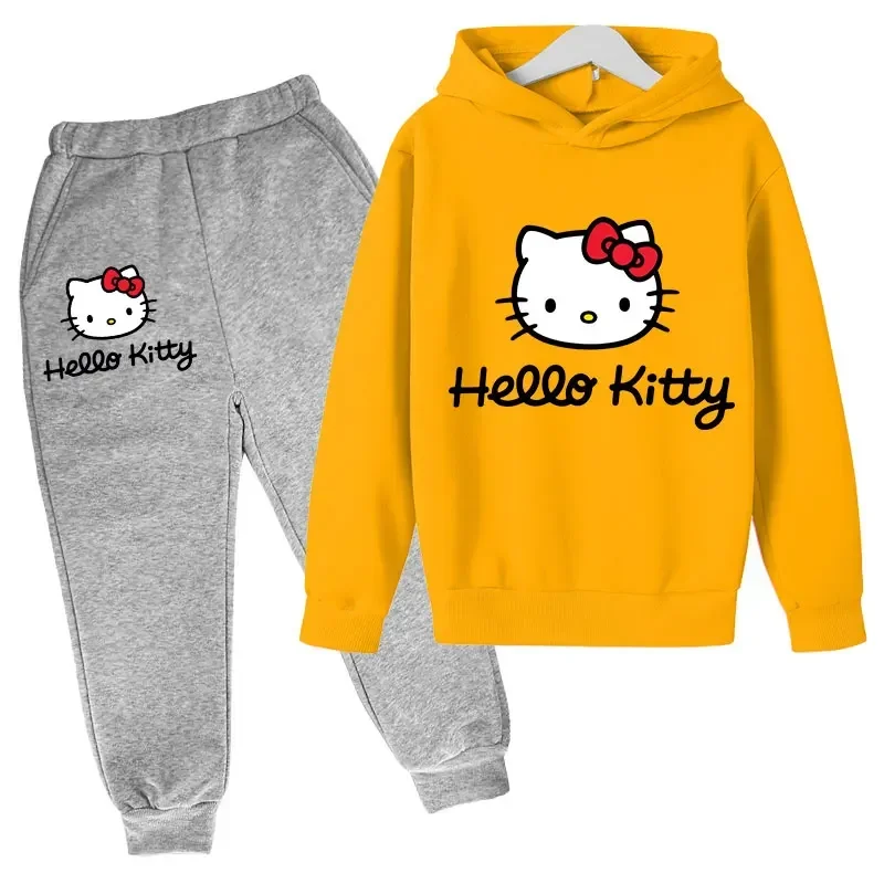 hello kitty Hoodies Sets boys outfit set Kids Clothes Girls Clothing Tops Pants Suits 4-14 Years Old ports Suits Hoodies Sweater