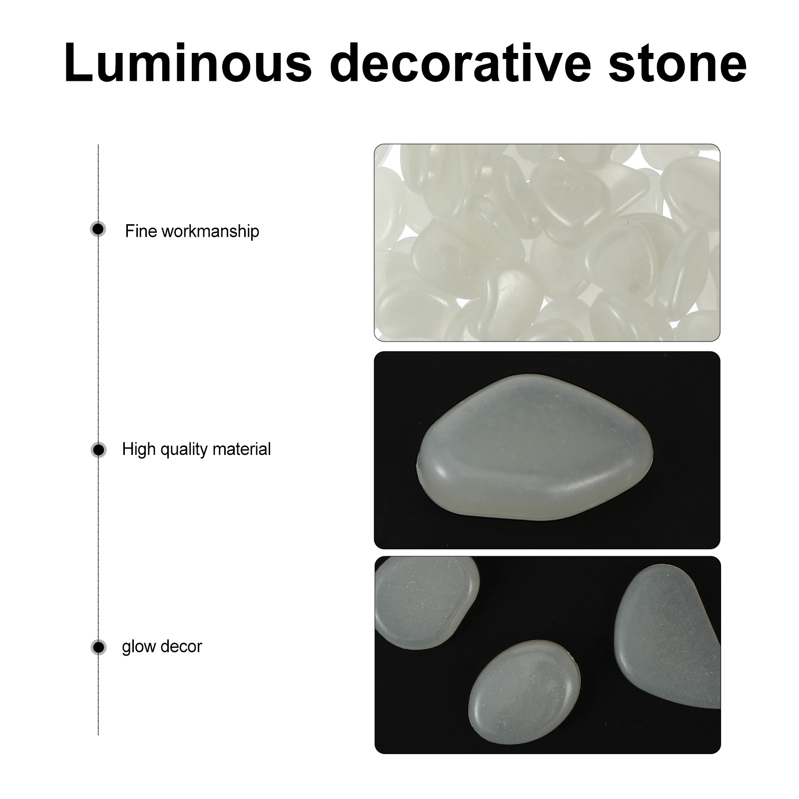 

100pcs Night Glow Stones Luminous Pebbles for Aquarium Fish Tank Decor Garden Pathway L Outdoor Gravel Rocks