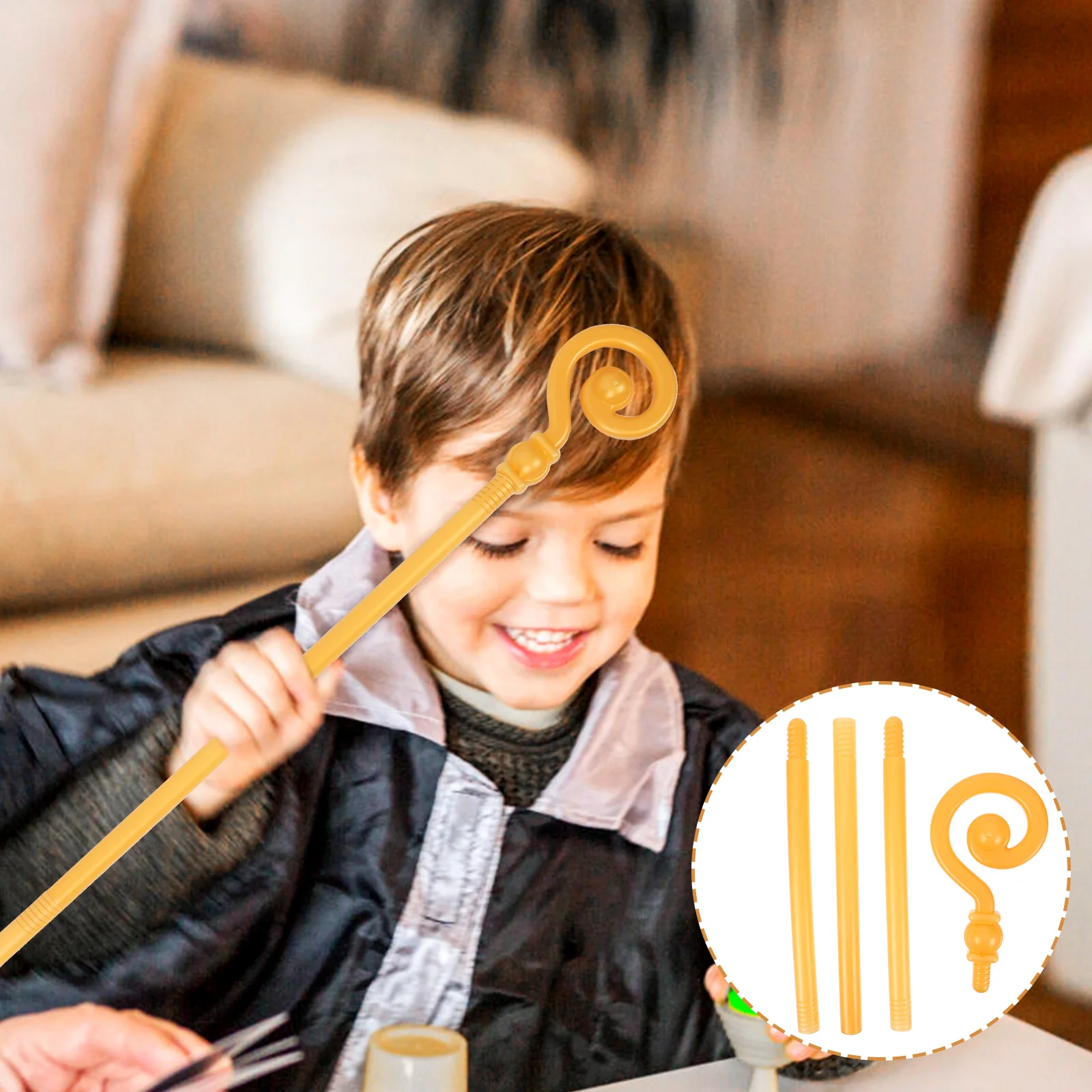 

Scepter Props Golden Scepter Cane Costume Halloween Wand Stick Detachable Design Exquisite Craftsmanship Elegant Walking Broom