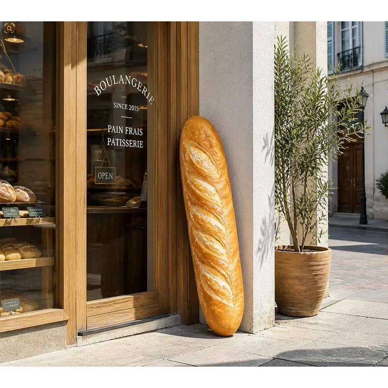 Giant Realistic Rectangular Bread Sculpture Oversized French Baguette Statue for Bakery Storefront Window Display Cafe Shop