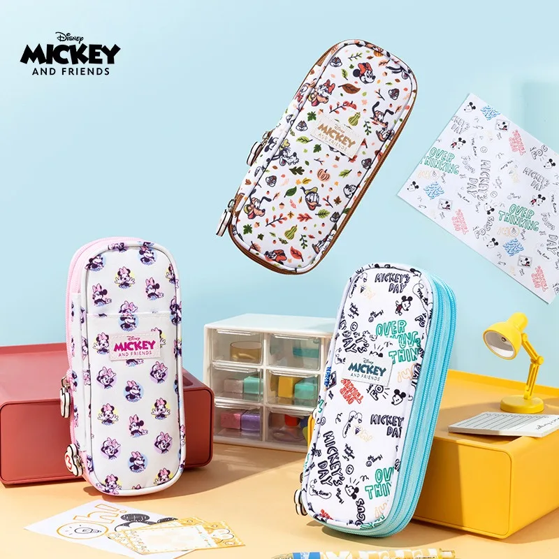 

Disney Mickey Mouse Pencil Bag Minnie Cartoon Cute Large Capacity Multifunctional Student Eraser Pen Stationery Storage Prize