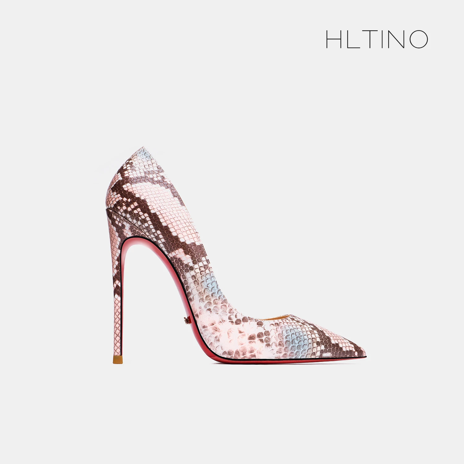 

Elegant Woman Heel Shoes Serpentine pattern Pointed Toe Shallow High Heels Red Shiny Bottoms Pumps Luxury Designer Women's Shoes