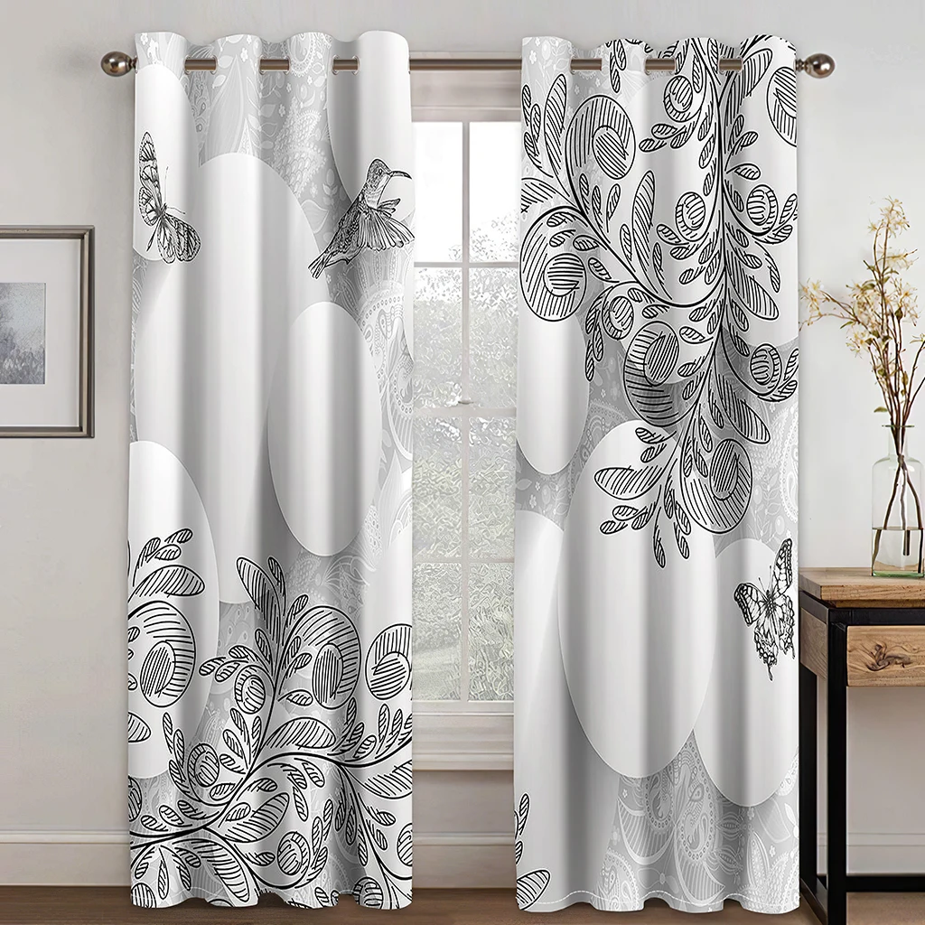 

Rose-themed 3D luxury curtains, a set of two panels, blackout curtains for bedroom and living room home decor.