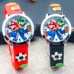 Reloj de pulsera de Mario Bros para niños, cronógrafo electrónico de cuarzo, personaje de Anime, Luigi, Yoshi, dibujos animados, Fútbol 3D, regalo de cumpleaños