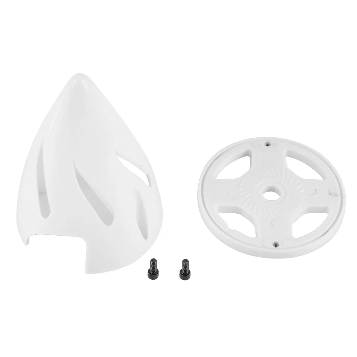 Cubierta de hélice de cono hueco de plástico blanco puntiagudo Spinner de 2,5 pulgadas 2 aberturas para modelo de avión RC