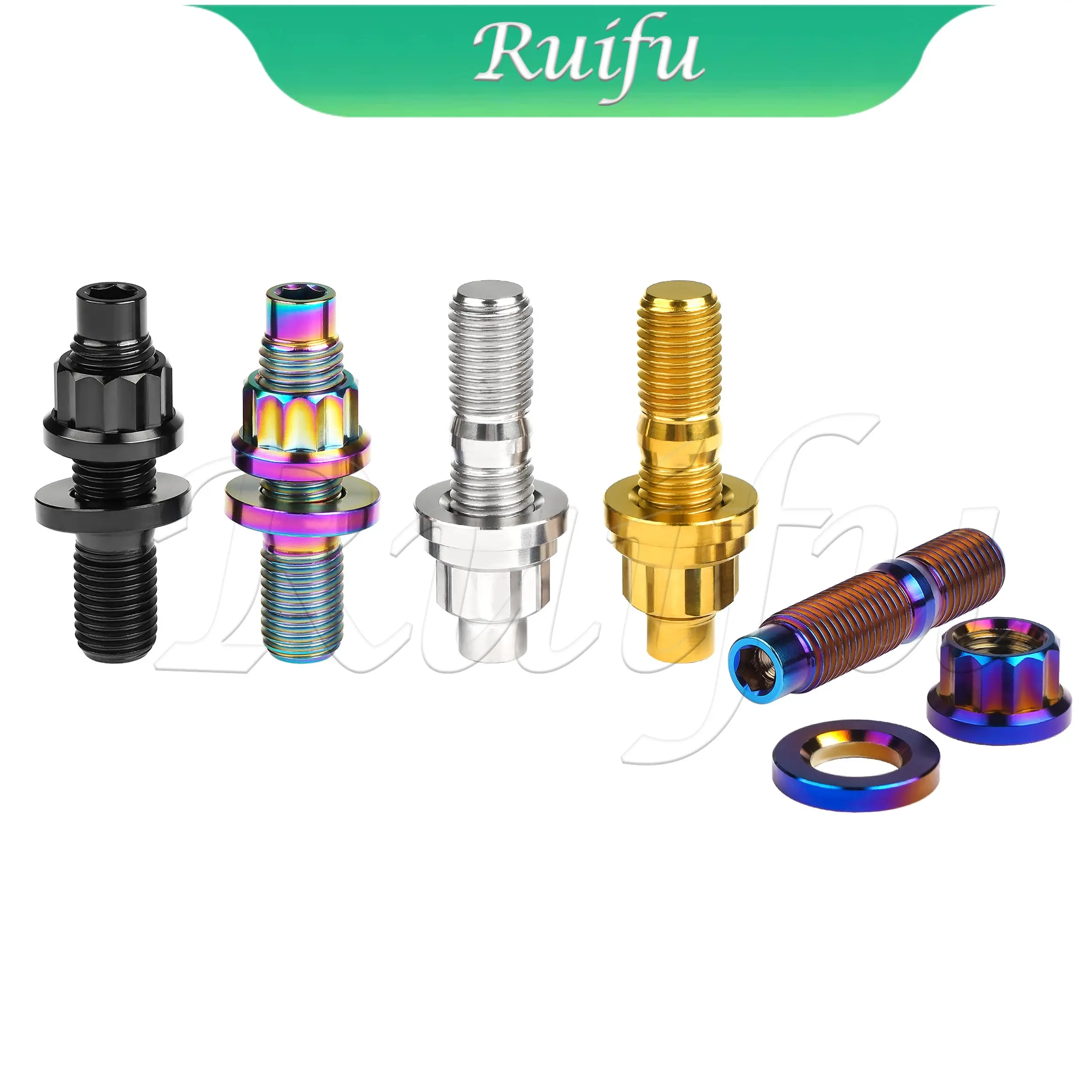 Ruifu チタンボルト 6/20 個 M8 M10 ピッチ 1.25 六角ネジフランジヘッド 12 ポイントナットフラットワッシャーセットオートバイ用