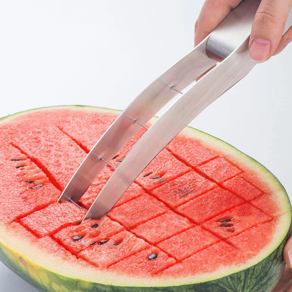 

Stainless Steel Watermelon Cutter Fruit Slicer Kitchen Gadget Lightweight Easy Storage Silver slicer for Melon Fruits