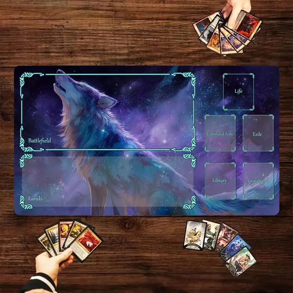 Artistic Aesthetic Wolf Pattern Magic Card Battle Mat MTG Playmat Anti-slip Base gathering gaming mats Board Game Mat for TCG