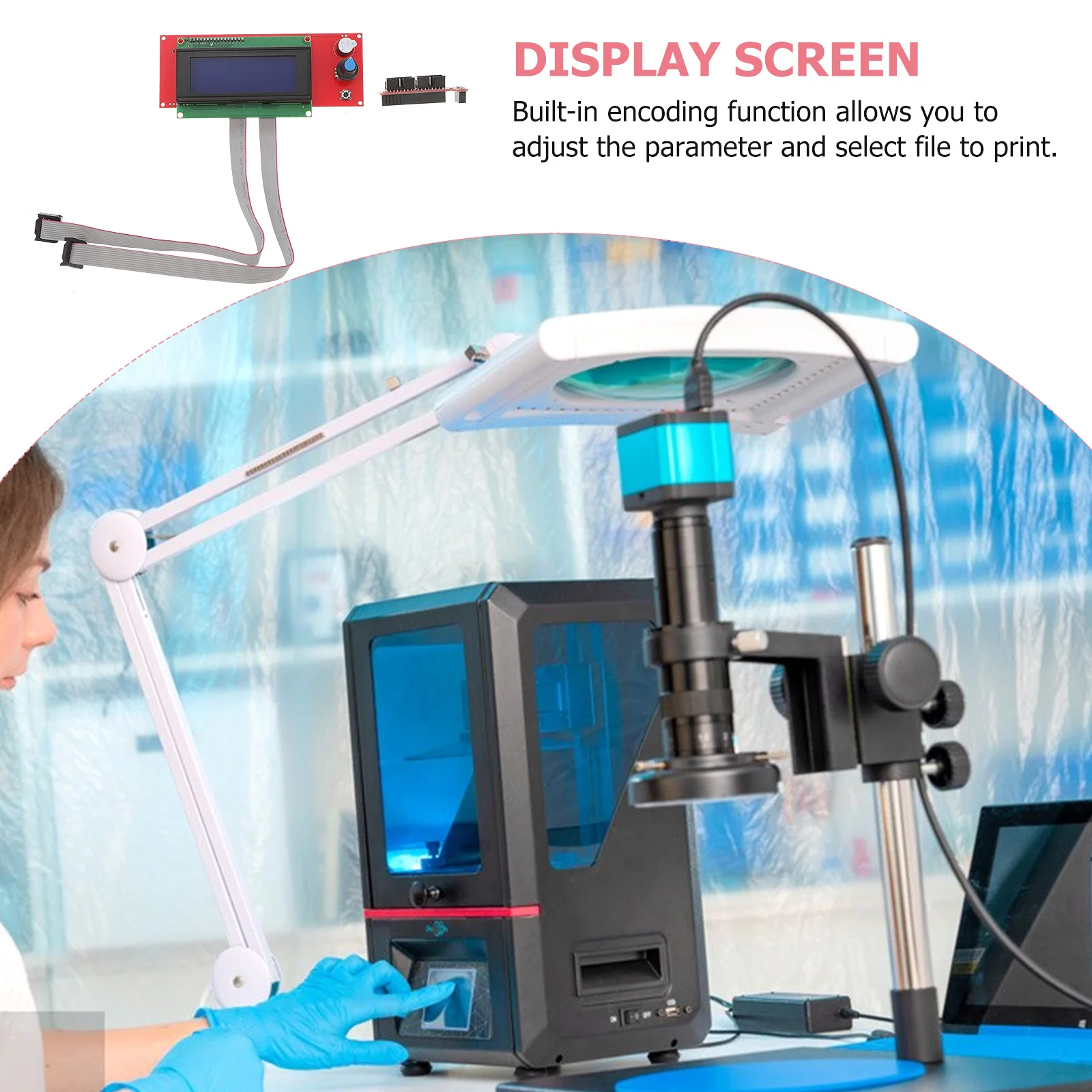 

Lcd2004 3D Printer Controller Module Support Ramps Control Board Durable Display Screen Encoding Function Printer Accessory Kit
