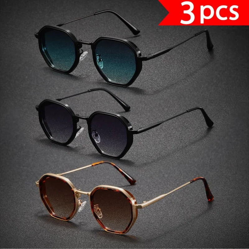 زوج واحد من النظارات الشمسية ذات الإطار الدائري العصري للرجال، مزودة بتصميم مريح لدعم الأذن #3