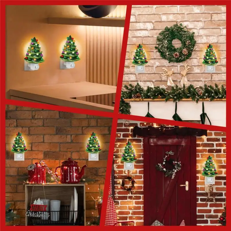 Plug-in Resin Christmas Tree Wall Lamps Bedside Night Lights Living Room and Study Christmas Festival Decorations