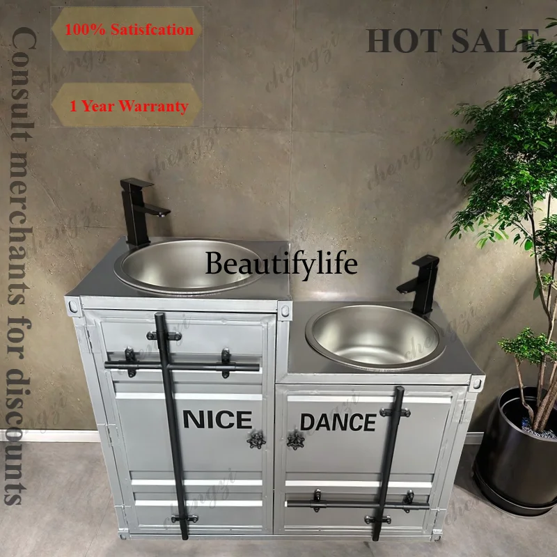 B567 Industrial wind wash basin retro wash table integrated floor column wash basin playground