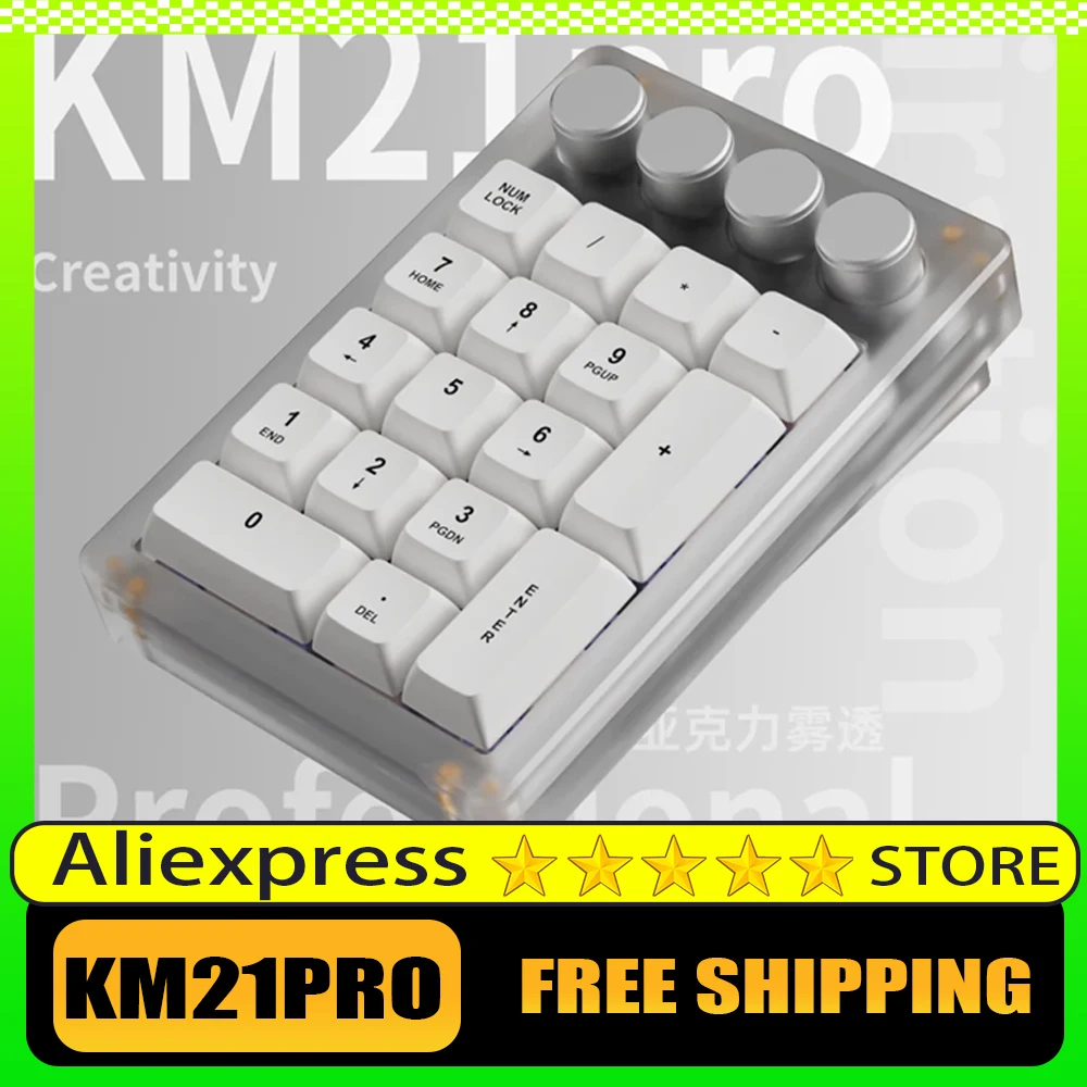 

MMD KM21Pro Цифровая клавиатура Беспроводная трехрежимная ручка Алюминий 21 клавиша Дизайнерская клавиатура с возможностью горячей замены Механическая клавиатура на заказ Подарки