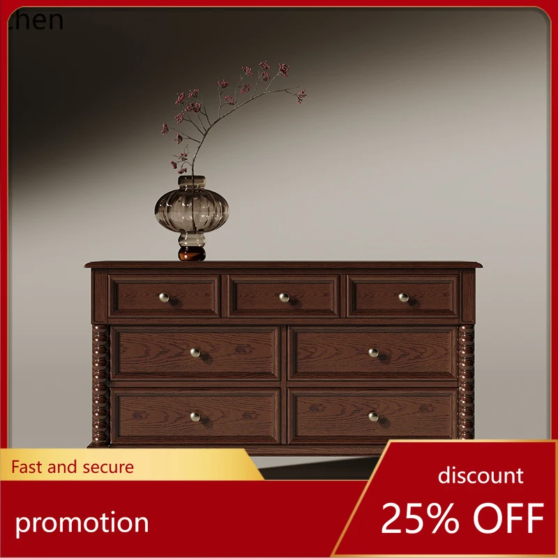 

HT dressing locker American seven-chest cabinet solid wood bedroom storage cabinet antique living room cabinet