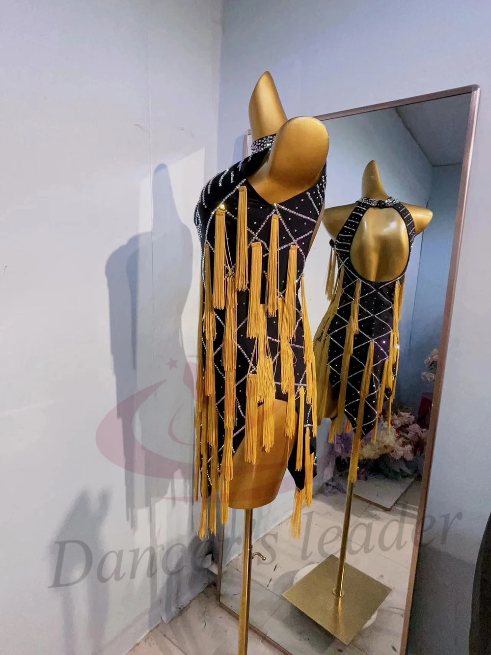 Vestido de dança latina adulto e infantil ab pedra high-end personalizado sem mangas borla vestido floral cha cha tango roupas femininas