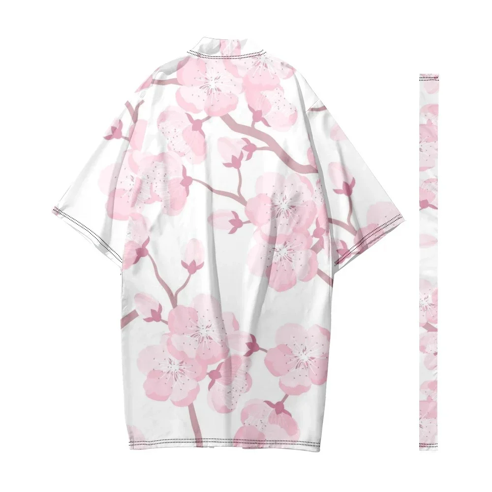 

Men's Japanese Long Kimono Sakura Pattern Kimono Samurai Costume Traditional Kimono Women Cardigan Fashion Yukata Jacket Shirt