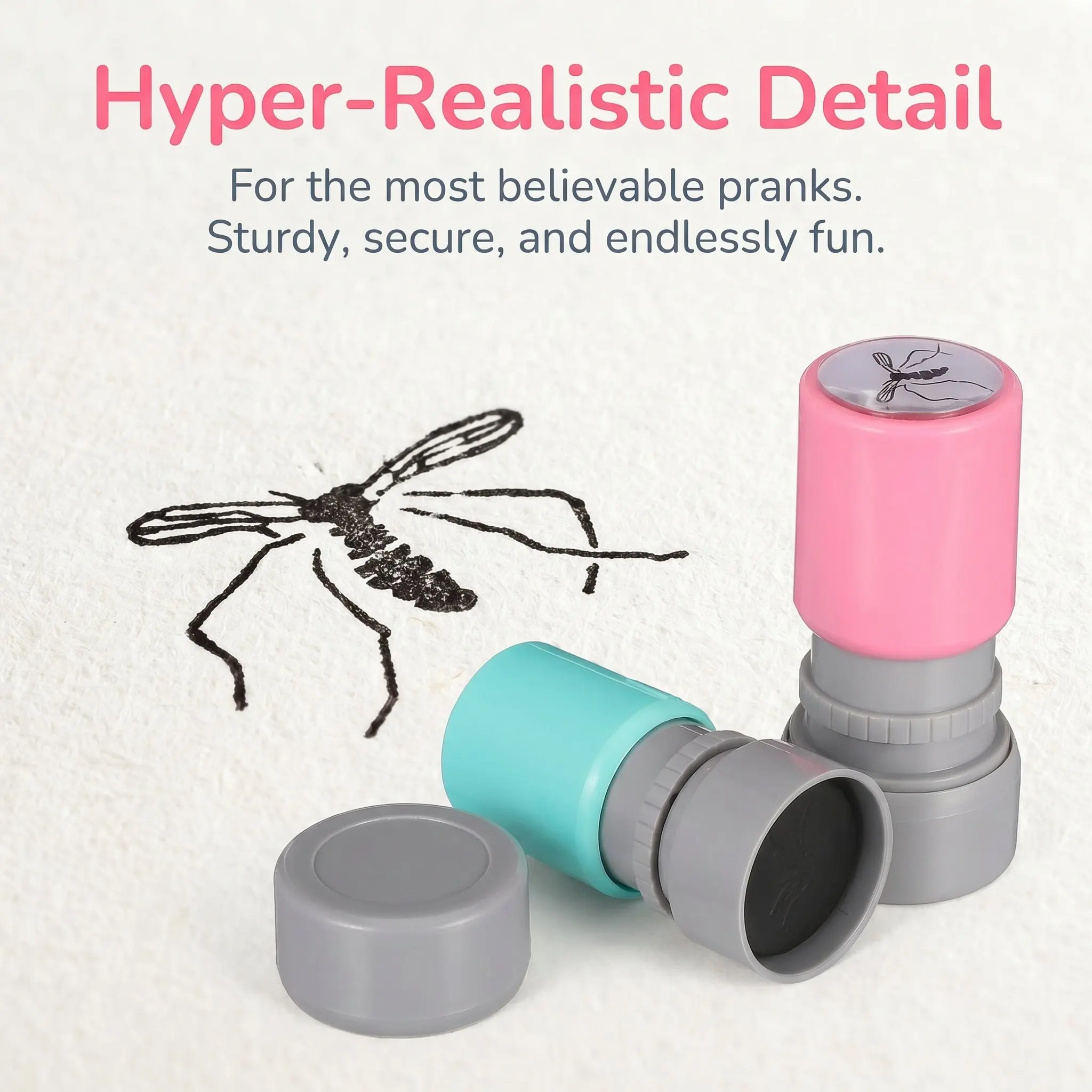 2pcs Novelty Mosquito Stamp Self Inking Funny Prank Tamp Realistic Mozzie Pattern Stamp For Events Festival Party Prank Toy