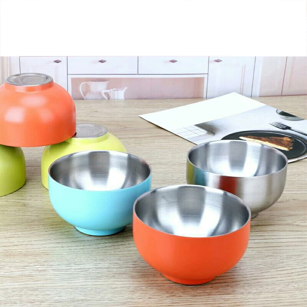 

Anti-scald Children Bowl 14 Cm Thickening Stainless Steel Soup Snack Kids Feeding High Capacity Double Layer Waterproof