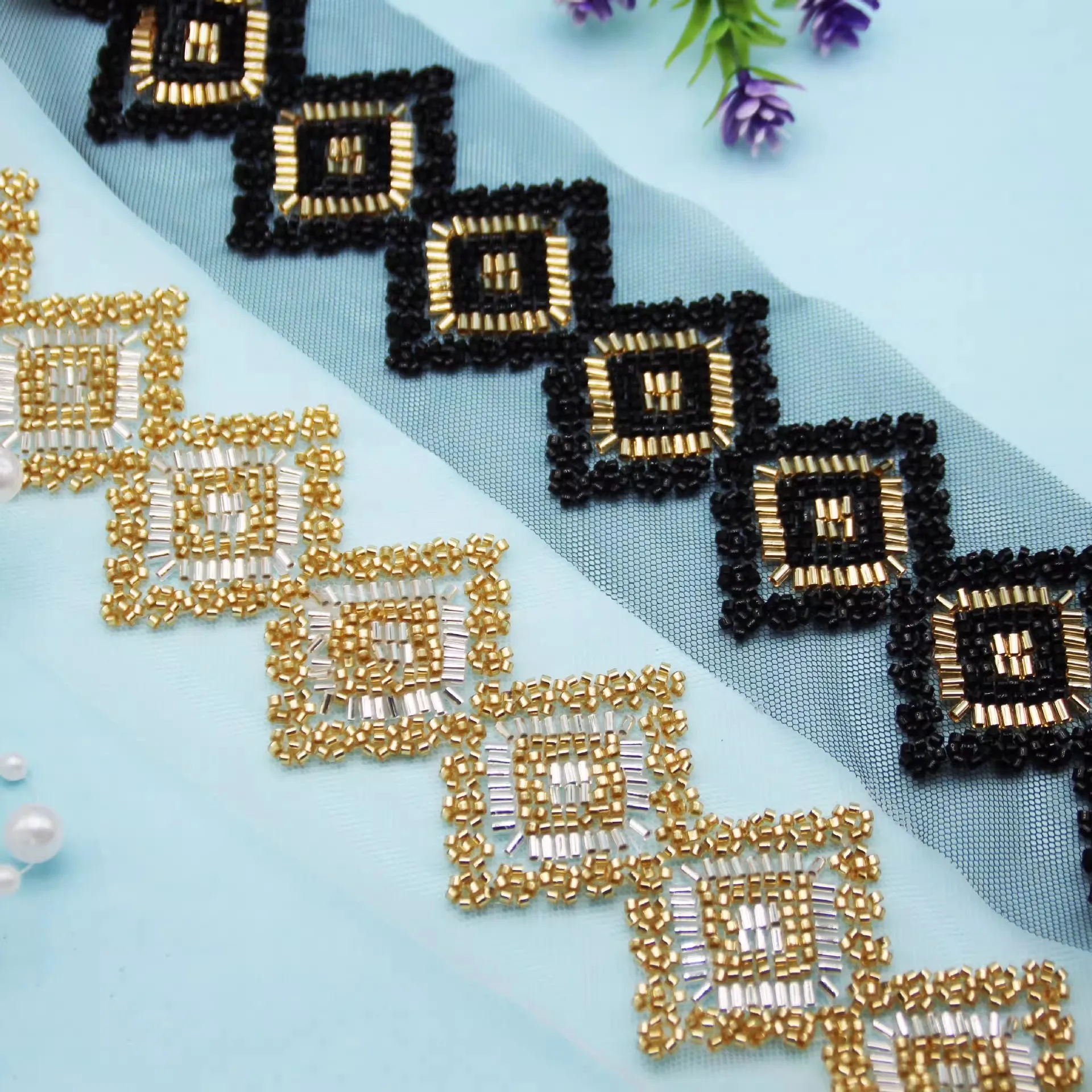 

Кружевная тесьма с бусинами-стразами, 4 ярда, ширина 7,5 см, для свадебных платьев, юбок, штор, аксессуаров для этнической одежды, ткань с цветочным узором Mizhu