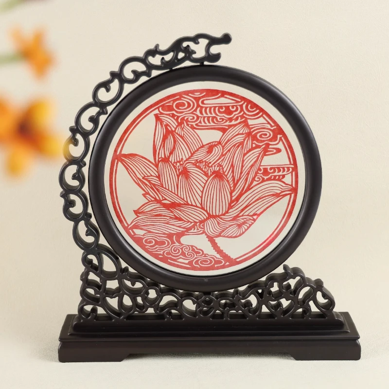 

Solid color paper-cut Zen He series screen ornament pure handmade merchandise handicrafts home decoration