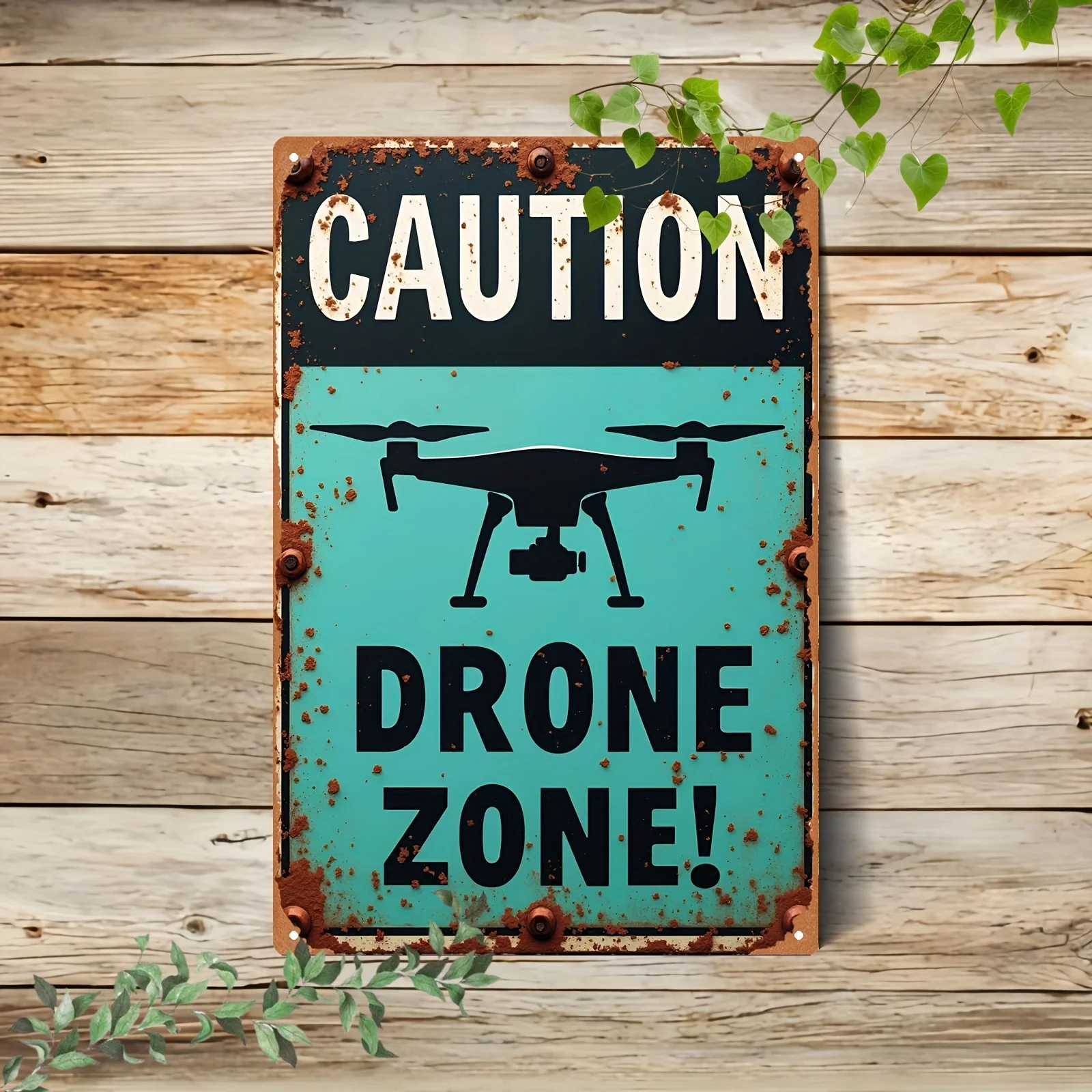 Creative Metal Caution Drone Zone Aluminum Wall Art 8x12 Inch Waterproof Durable Decor For Living Room Bedroom Office Kitchen