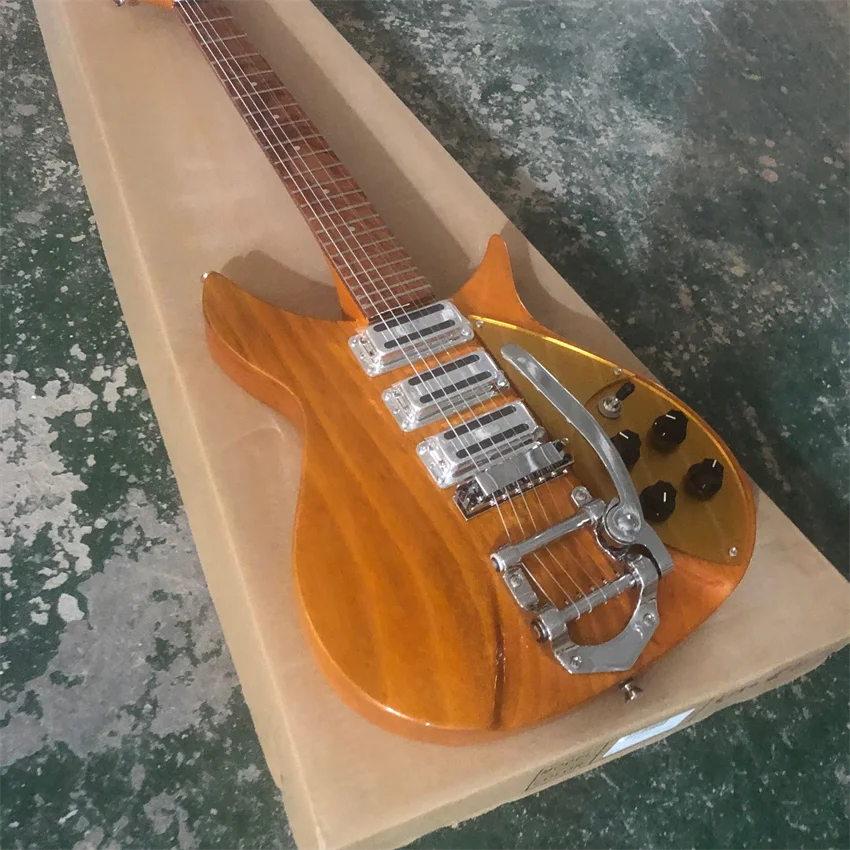 

Rick en 325 electric guitar, yellow, gold color protective plate, 527mm effective string length, in stock, wholesale and retail