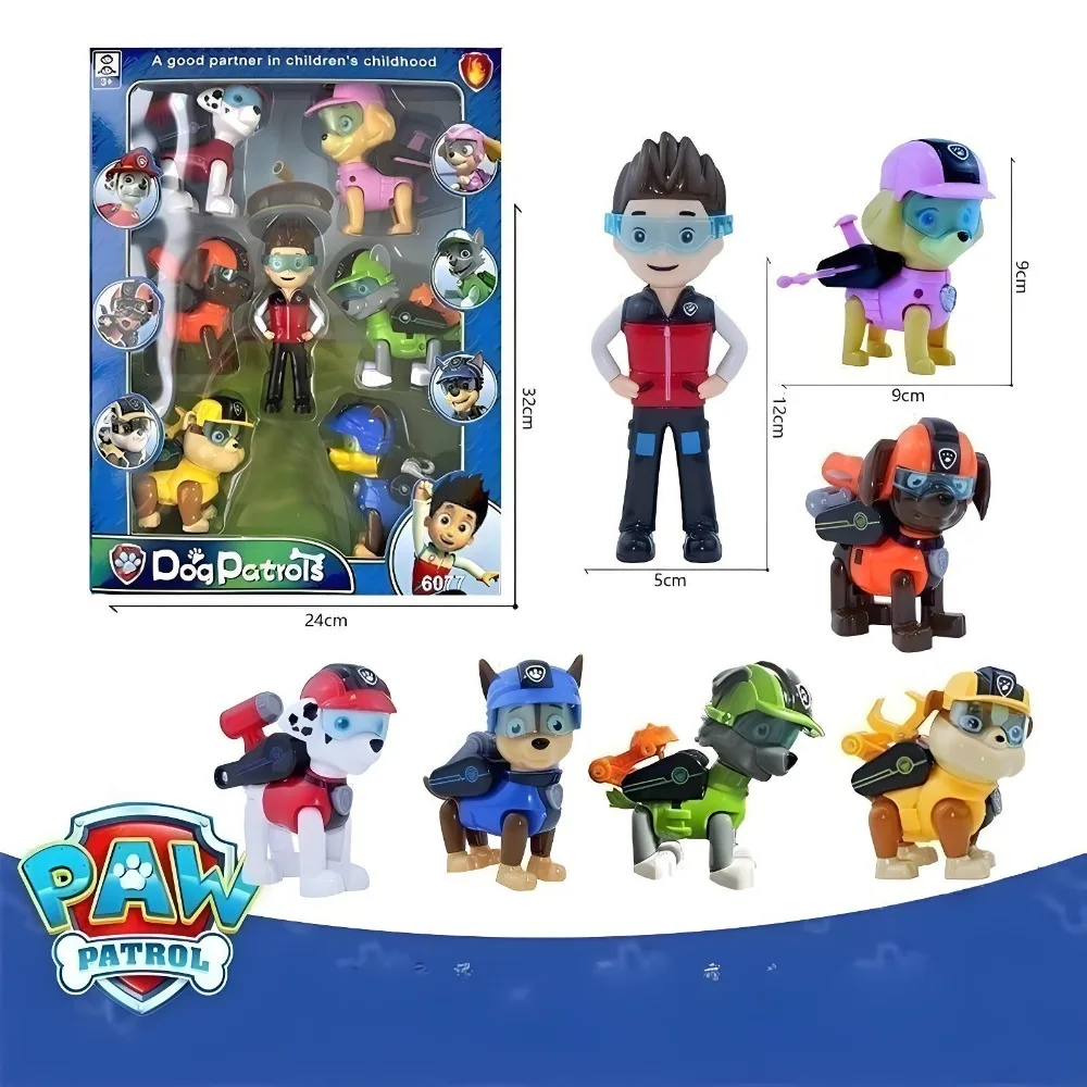 Figuras de Acción Originales de Paw Patrol, Set de 7 Piezas, Juguetes Coleccionables para Niños, Regalo de Cumpleaños y Navidad, Personajes de Dibujos Animados, Juguete para Niños y Niñas