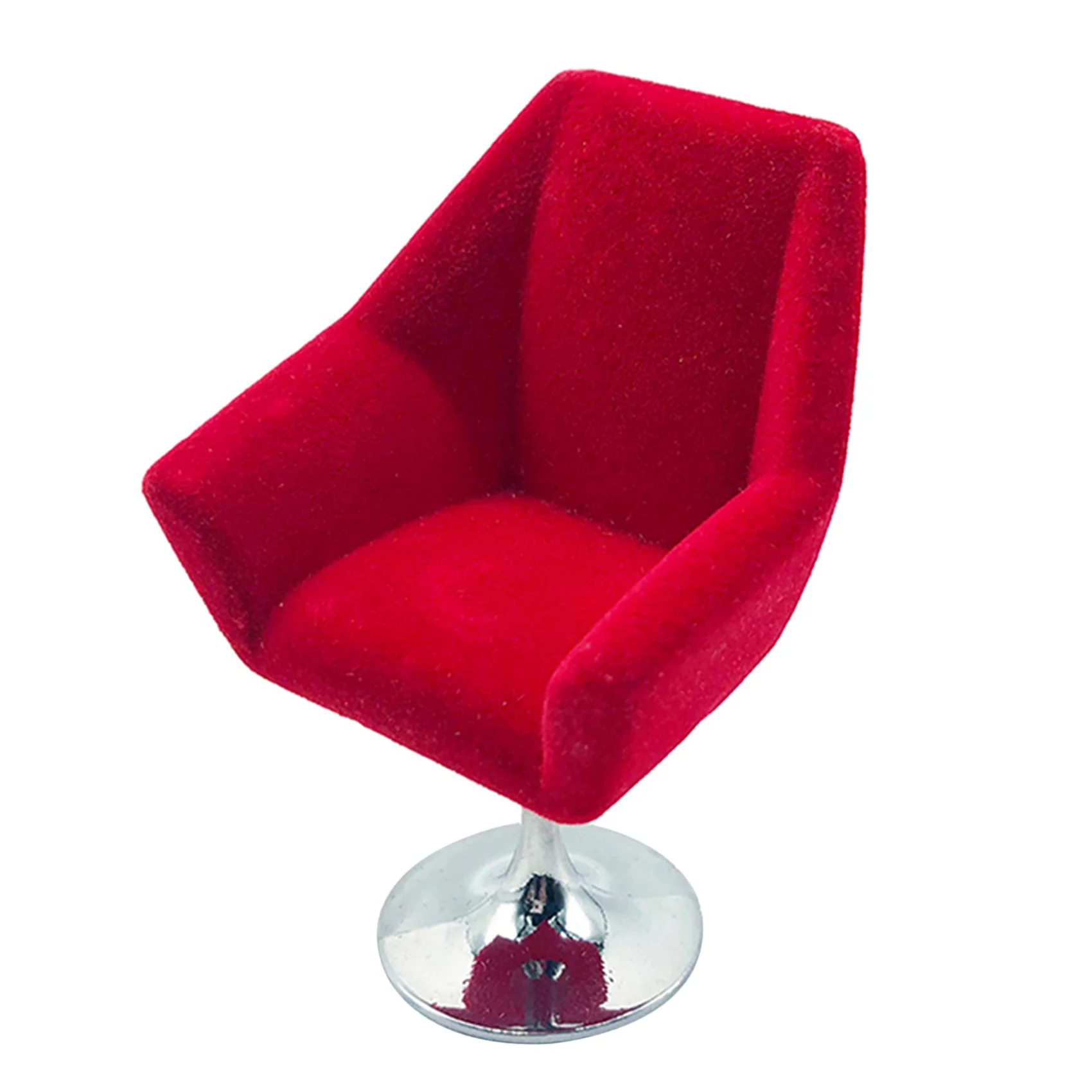 1:12Mini Armchair, Mini Miniature Flocking Armchair for Decorate Accessory Red