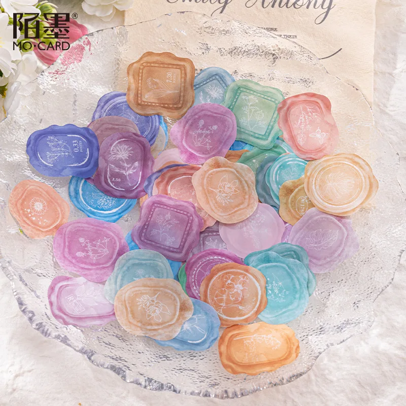 

30 шт., белые чернила, акварельные сургучные наклейки, винтажный дизайн с буквами и эмблемой для подарочной коробки, уплотнительный декор для конвертов