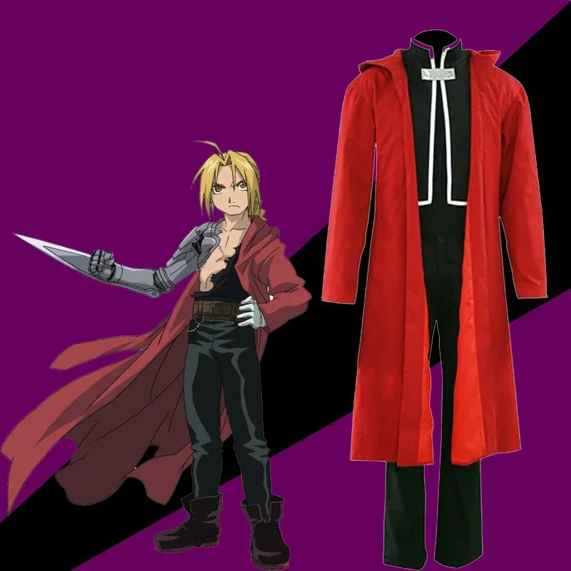 Anime Full Metal Alchemist Cosplay Costume Edward Elric Costume FullMetal Alchemist Hooded Coat Halloween Cosplay