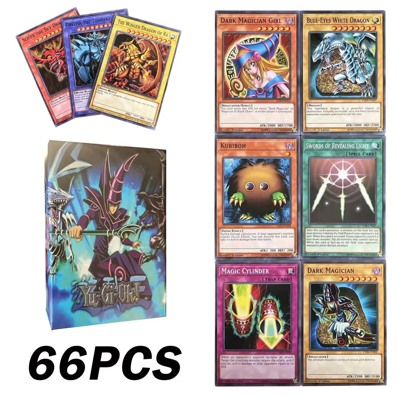 New Yugioh 66Pcs English Yu Gi Oh Cards Game Duel Deck Battle Carte Dark Magician Collection Board Adult Anime Three Fantasy God