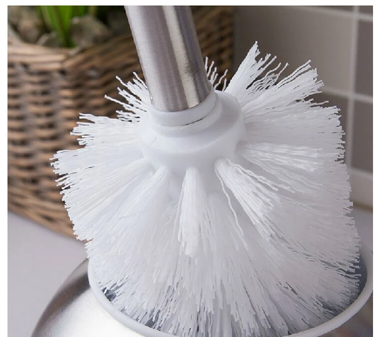 1PC Stainless Steel WC Bathroom Cleaning Toilet Brush White Head Hold Bathroom Tool Replacement D8xL36cm